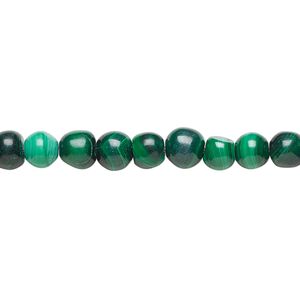 Malachite 1pkg1, round bead natural 15 inch 4-6mm