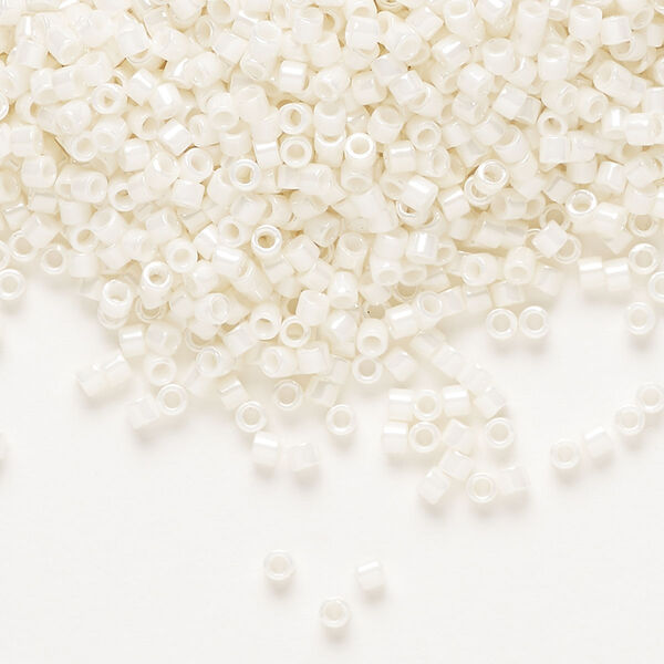 Seed bead, Delica®, glass, pkg/250g, #10 round, opaque glazed luster cream (DBM-0203). image number 0