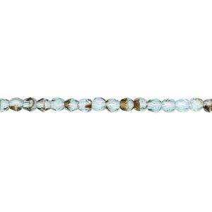 Bead, Czech fire-polished glass, black and turquoise blue, 3mm faceted round. Sold per 15-1/2" to 16" strand, approximately 130 beads.