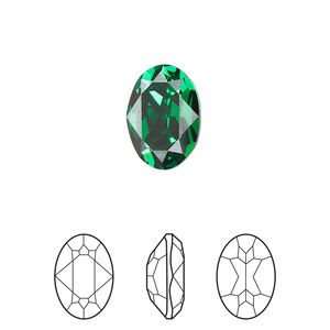 Fancy stone 144pk majestic green foil back, Swarovski® 14x10mm oval 4120