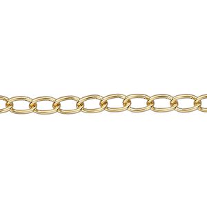 Chain 1pkg1 gold-plated curb, 4mm, brass 5 foot unfinished