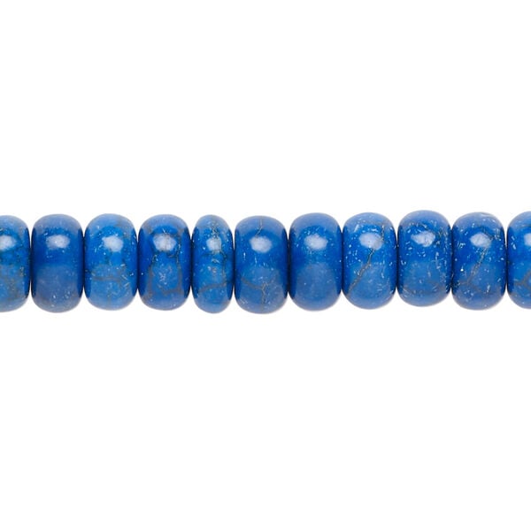 Bead, "howlite" (resin) (imitation) 1pkg1, blue, 8x4mm-8x5mm rondelle, 15 inches. image number 0