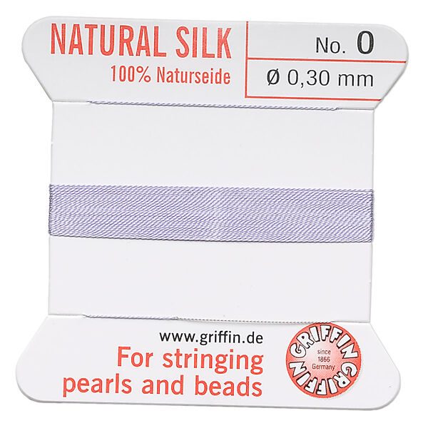 Thread, Griffin, silk, lilac, size #0. Sold per 2-meter card (approximately 78 inches). image number 0