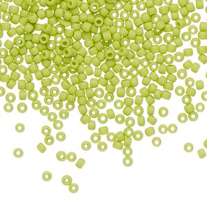 Seed bead, TOHO BEADS®, glass, pkg/50g, #11 round, opaque frosted sour apple (TR-11-44F).