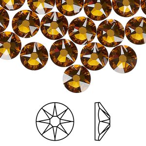 Flat back 12pk topaz foil back, Crystal Passions® 8.412-8.672mm rose round SS40 2088