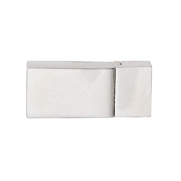 Clasp, magnetic slide lock, imitation rhodium-plated "pewter" (zinc-based alloy), 30x13mm rectangle with glue-in ends, 11x5.5mm inside diameter. Sold individually. image number 0