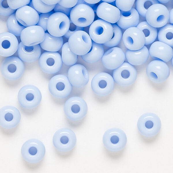 Seed bead, Preciosa Ornela, glass, opaque light blue, #2 rocaille. Sold per 50-gram pkg. image number 0