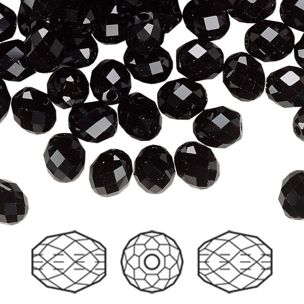 Bead 288pk jet, Swarovski® 7x6mm olive briolette 5044 image number 0
