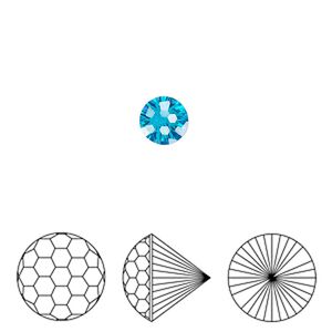 Gem, "Skyrocket Cut," cubic zirconia, aqua blue, 6.5mm faceted round, Mohs hardness 8-1/2. Sold individually.