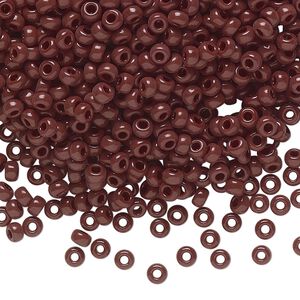 Seed bead, Miyuki, glass, pkg/50g, #8 rocaille, opaque dark brown, (RR-409).