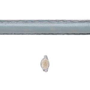 Cord, leather and cotton (dyed), grey, 7-8mm double-stitched flat. Sold per 5-yard section.