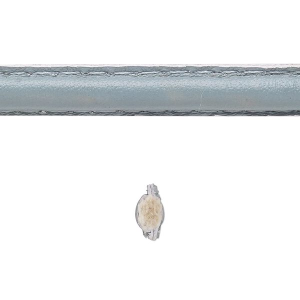 Cord, leather and cotton (dyed), grey, 7-8mm double-stitched flat. Sold per 5-yard section. image number 0