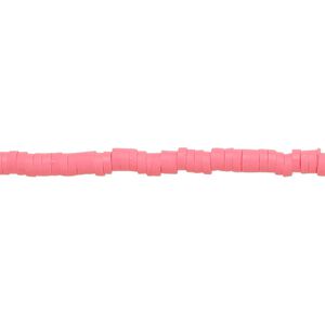 Bead, polymer clay, opaque bright pink, 3x1mm heishi. Sold per pkg of (2) 15-1/2" to 16" strands.