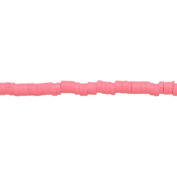Bead, polymer clay, opaque bright pink, 3x1mm heishi. Sold per pkg of (2) 15-1/2" to 16" strands. image number 0