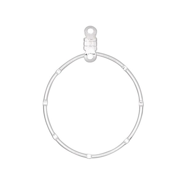 Beading hoop, silver-plated steel, 26mm notched round with closed loop. Sold per pkg of 10. image number 0