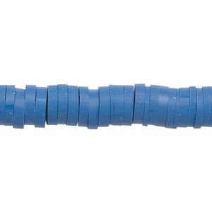 Bead, polymer clay, opaque dark blue, 8x2mm heishi. Sold per pkg of (2) 15-1/2" to 16" strands.
