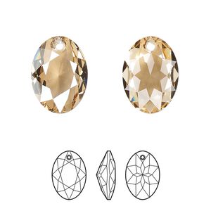Drop 1pk crystal golden shadow, Crystal Passions® 16mm pendant elliptic cut 6438