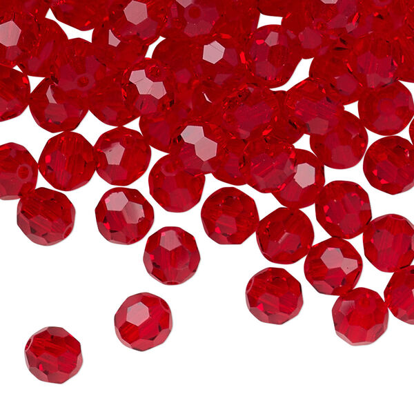 Bead 24pk light Siam, Preciosa Czech crystal 6mm round image number 0