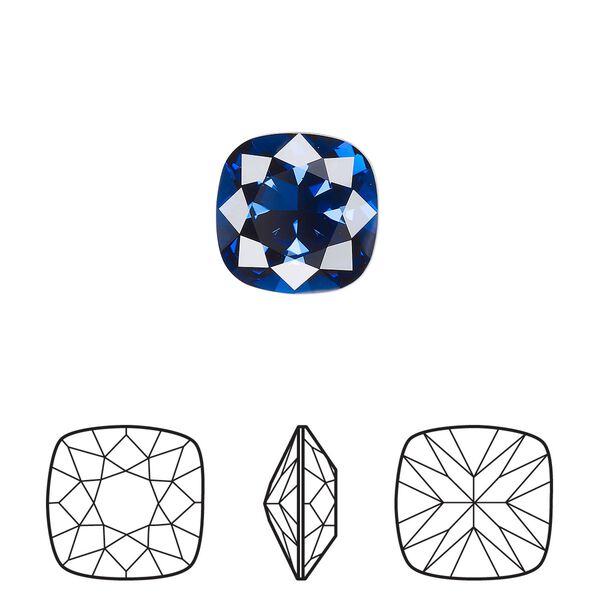 Fancy stone 72pk dark sapphire foil back, Swarovski® ReCreated™ 12mm cushion 4470 image number 0