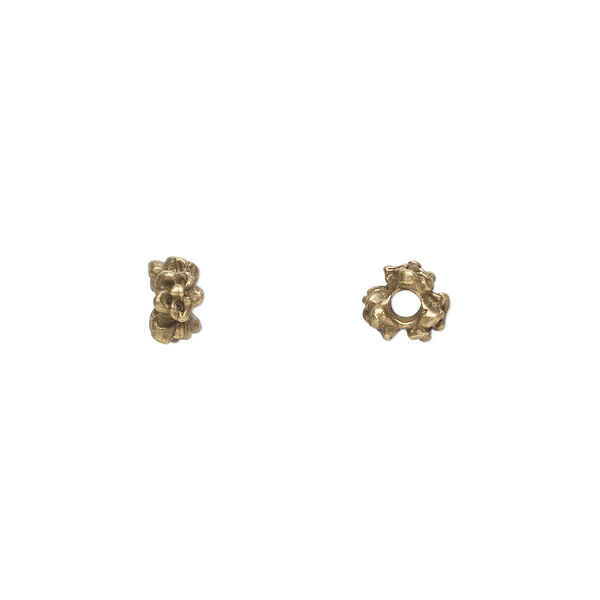 Bead, antique brass-plated "pewter" (zinc-based alloy), 4x3mm flower. Sold per pkg of 100. image number 0