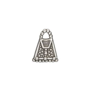 Charm, antiqued silver-finished copper-coated plastic, 16x12mm single-sided purse. Sold per 50-gram pkg, approximately 100 charms.