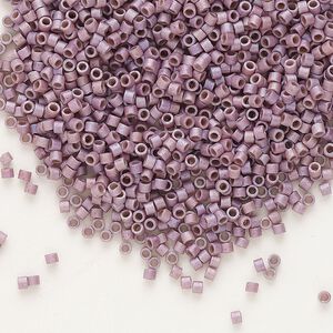 Seed bead, Delica®, glass, pkg/250g, #11 round, opaque matte metallic gold iris violet (DB-1066).