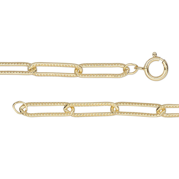 Chain, 14Kt gold-filled, 3.9mm textured paperclip, 20-inches with springing clasp. Sold individually. image number 0