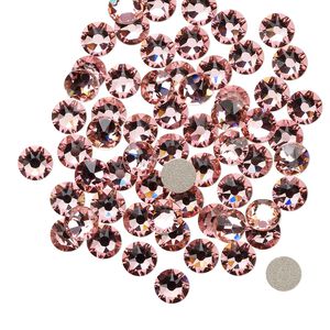 Flat back 144pk light rose foil back, Crystal Passions® 4.6-4.8mm rose round SS20 2088