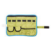 Pouch, canvas / elastic / VELCRO®, blue / green / black, 14x9-1/2 inches with hook and loop closure with wraparound strap. Sold individually. image number 1