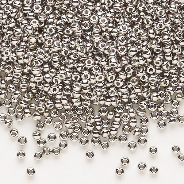 Seed bead, Dyna-Mites™, glass, pkg/40g, #11 round, opaque nickel finish, (573 11/0 RR). image number 0
