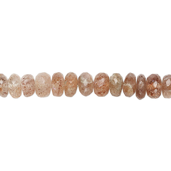 Bead, sunstone (natural), shaded, 6x3mm-7x5mm hand-cut rondelle, B grade, Mohs hardness 6 to 6-1/2. Sold per 8-inch strand, approximately 60 beads. image number 0