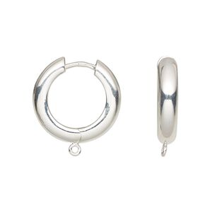 Earring hoop 1pkg2 sterling silver, 20mm hinged / closed loop, 1 pair