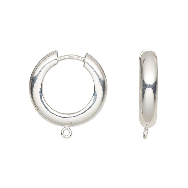 Earring hoop 1pkg2 sterling silver, 20mm hinged / closed loop, 1 pair image number 0