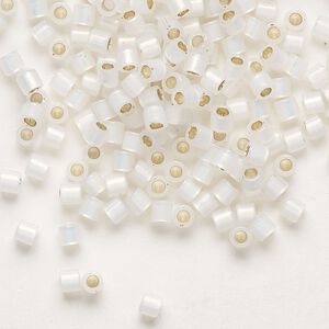Seed bead, Delica®, glass, pkg/50g, #8 round, translucent silver-lined opal (DBL-0221).