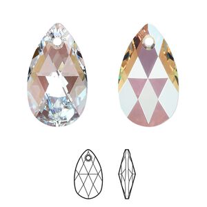 Drop 1pk crystal shimmer, Crystal Passions® 22x13mm pendant pear 6106