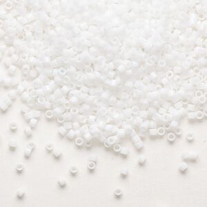 Seed bead, Delica®, glass, pkg/50g, #11 round, opaque white (DB-0200).
