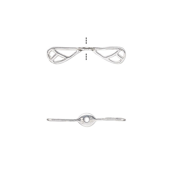 Bead, Amoracast®, sterling silver, 20x4mm double-sided dragonfly wing with cutout design. Sold individually. image number 0