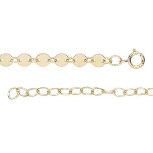 Chain 1pkg1 14Kt gold-filled bar, 4.2mm flat round / springring clasp, 16 inch