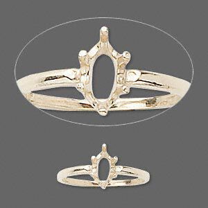 Ring, Sure-Set™, 14Kt gold, 8x4mm 6-prong marquise basket setting, size 6. Sold individually.