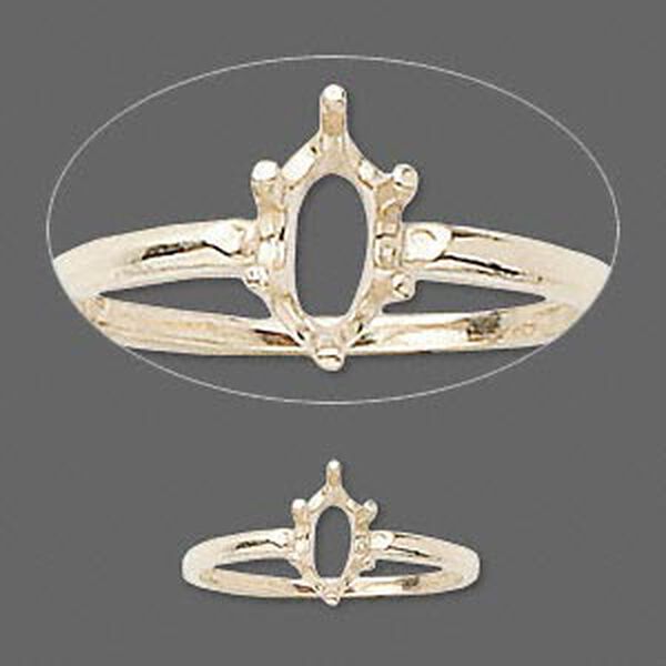 Ring, Sure-Set™, 14Kt gold, 8x4mm 6-prong marquise basket setting, size 6. Sold individually. image number 0