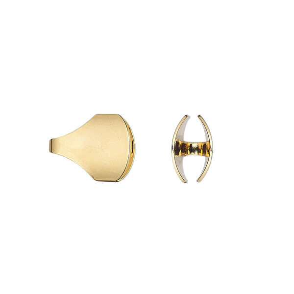 Cord end, glue-in, gold-finished brass, 14x11mm with 10x5mm inside diameter. Sold per pkg of 6. image number 0