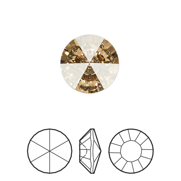 Round stone 1pk crystal golden shadow foil back, Crystal Passions® 16mm vision 1681 image number 0