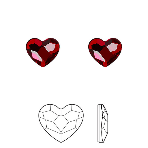 Flat back 24pk light Siam foil back, Crystal Passions® hotfix rhinestone 10x8.5mm heart 2808HF image number 0