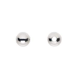 Bead, silver-plated brass, 8mm round. Sold per pkg of 100.