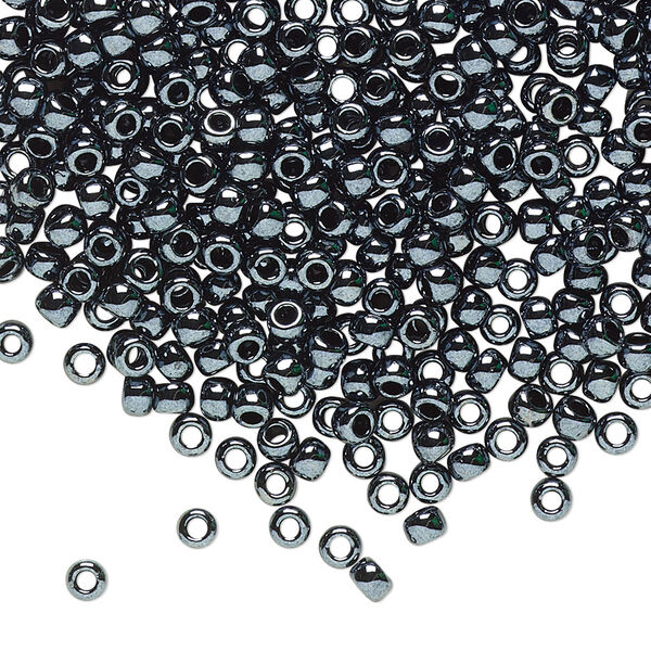 Seed bead, TOHO BEADS®, glass, pkg/250g, #8 round, opaque metallic hematite (TR-08-81). image number 0