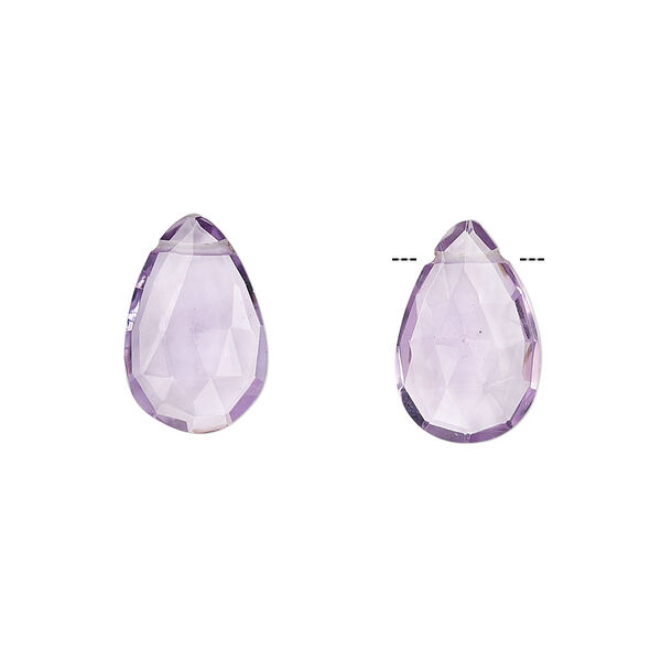 Lavender amethyst 1pkg2, hand-cut top-drilled faceted puffed teardrop bead natural A- grade, 15x10mm image number 0