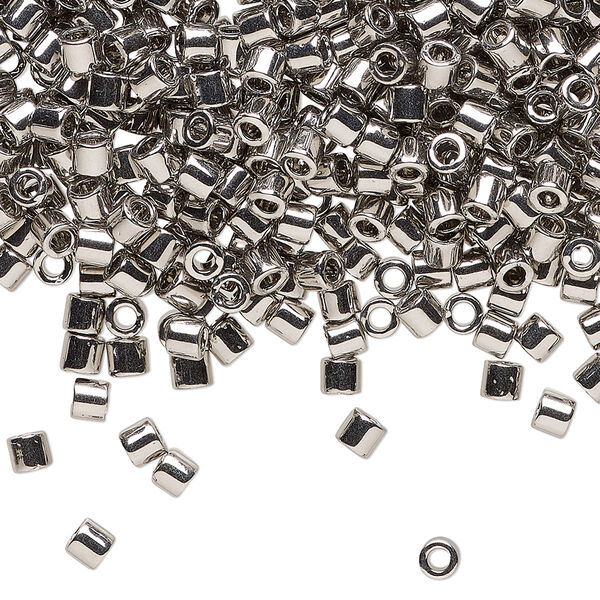 Seed bead, Delica®, glass, pkg/250g, #8 round, opaque palladium-plated (DBL-0038). image number 0