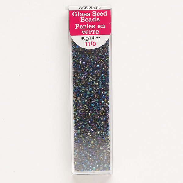 Seed bead, glass, pkg/40g, opaque peacock, #11 round. image number 0