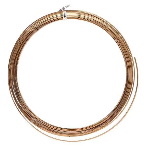 Wire, anodized aluminum, bronze, 4x1.2mm flat, 16 gauge. Sold per pkg of 18 feet. image number 0