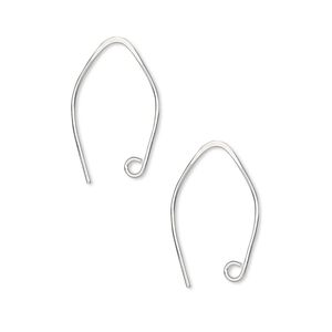 Ear wire 1pkg10 Hill Tribes silver-plated, 19mm marquise / open loop, 22 gauge brass 5 pair